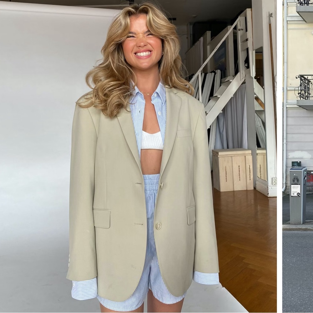 Djerf Avenue Oversized Beige Blazer